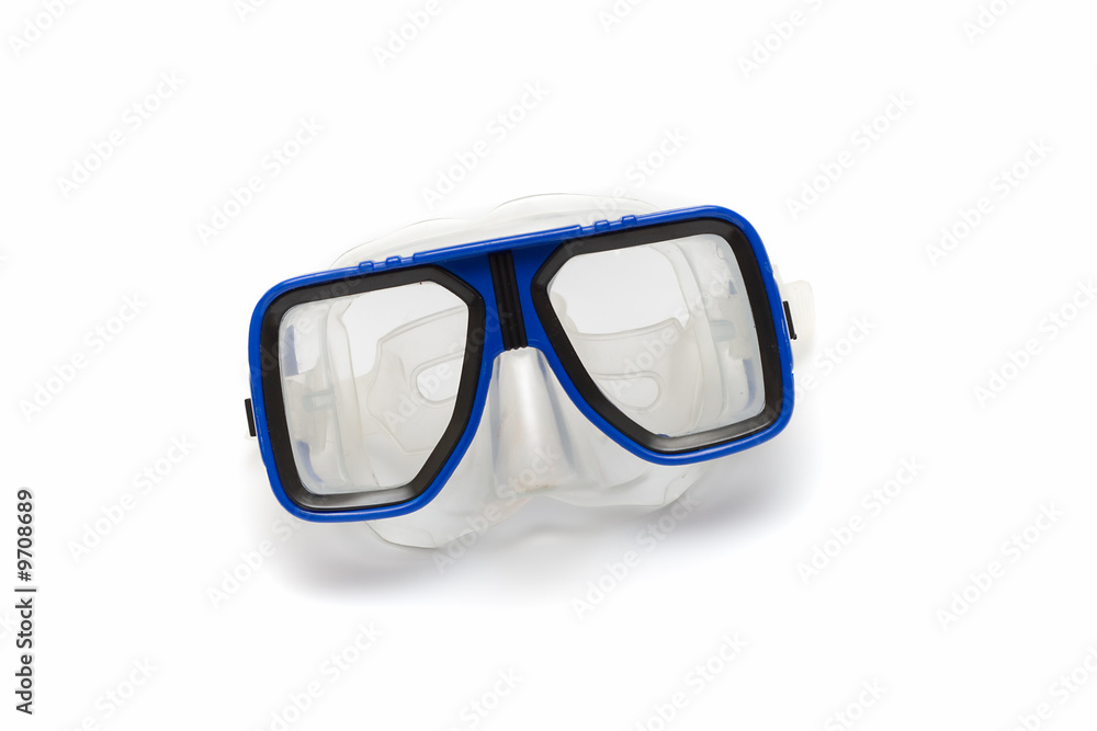 Blue diving mask on white background Blue diving mask on white background