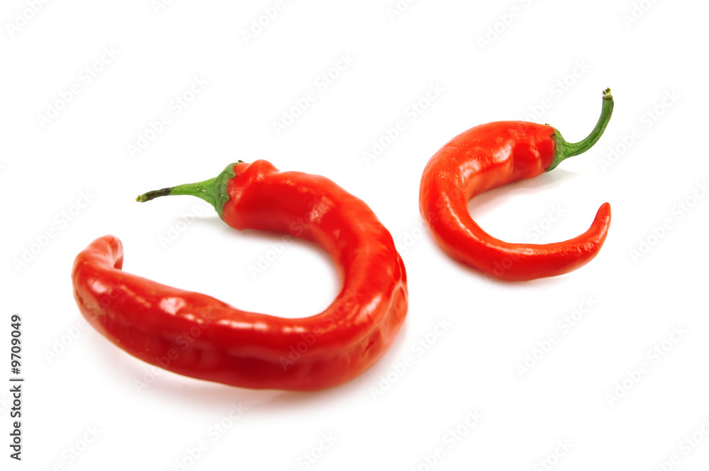 two round red pepper isolated