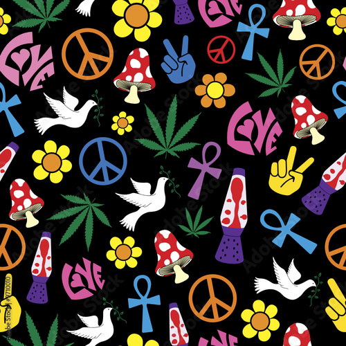 Seamless 60s icons background