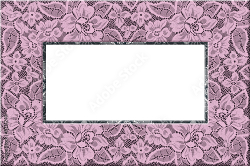 Rectangle black base with pink floral lace frame