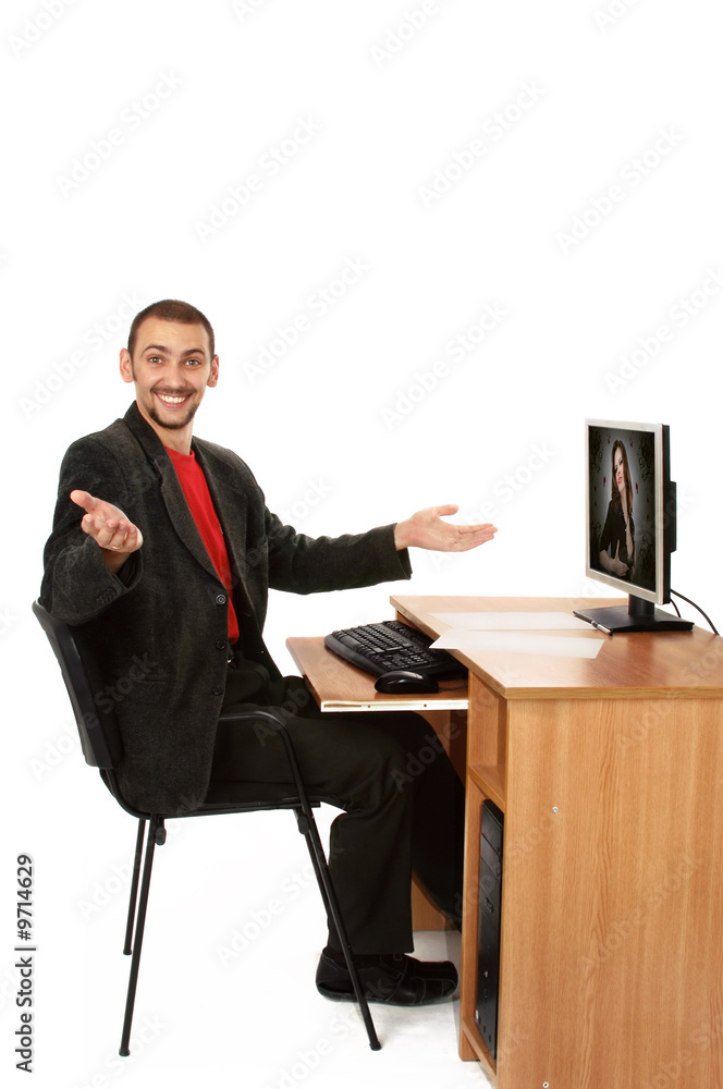 young businessman works at new office with pure white walls:) young businessman works at new office with pure white walls:)