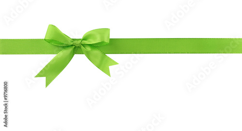 Green bow isolated on white background