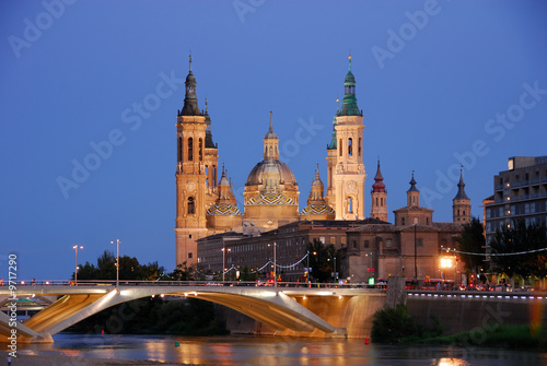 View of Pilar's Cathedral and Ebro river, Saragossa, Spain photo