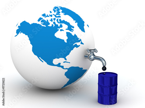 Oil stocks on the earth. 3D...