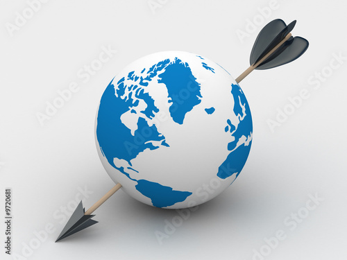 globe pierced with an arrow...