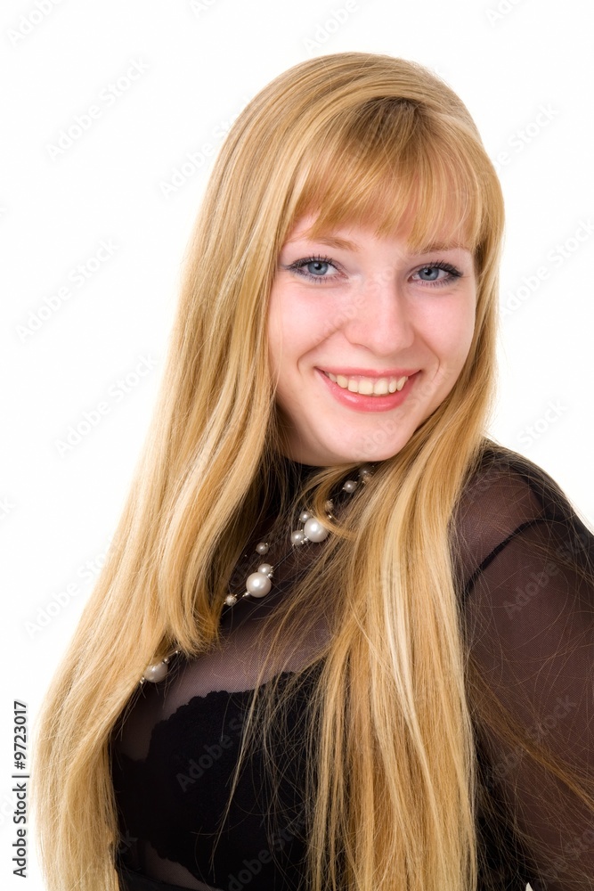 Portrait of the blond girl isolated on white background Portrait of the blond girl isolated on white background