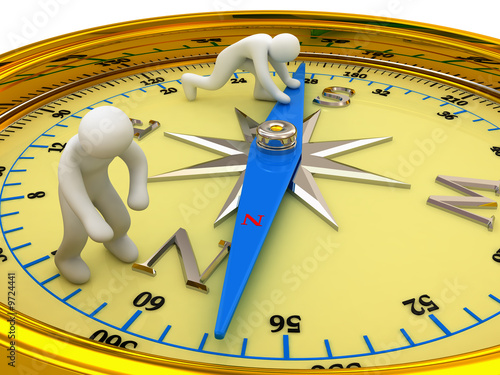 yellow compass and two persons