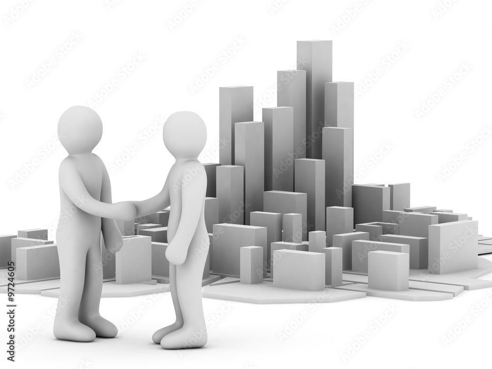two persons on background of the abstract city two persons on background of the abstract city