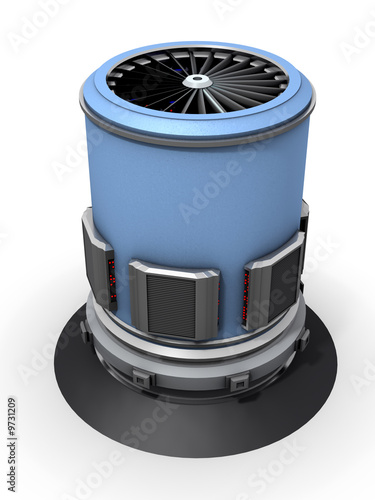 An isolated idealized computer node on white background
