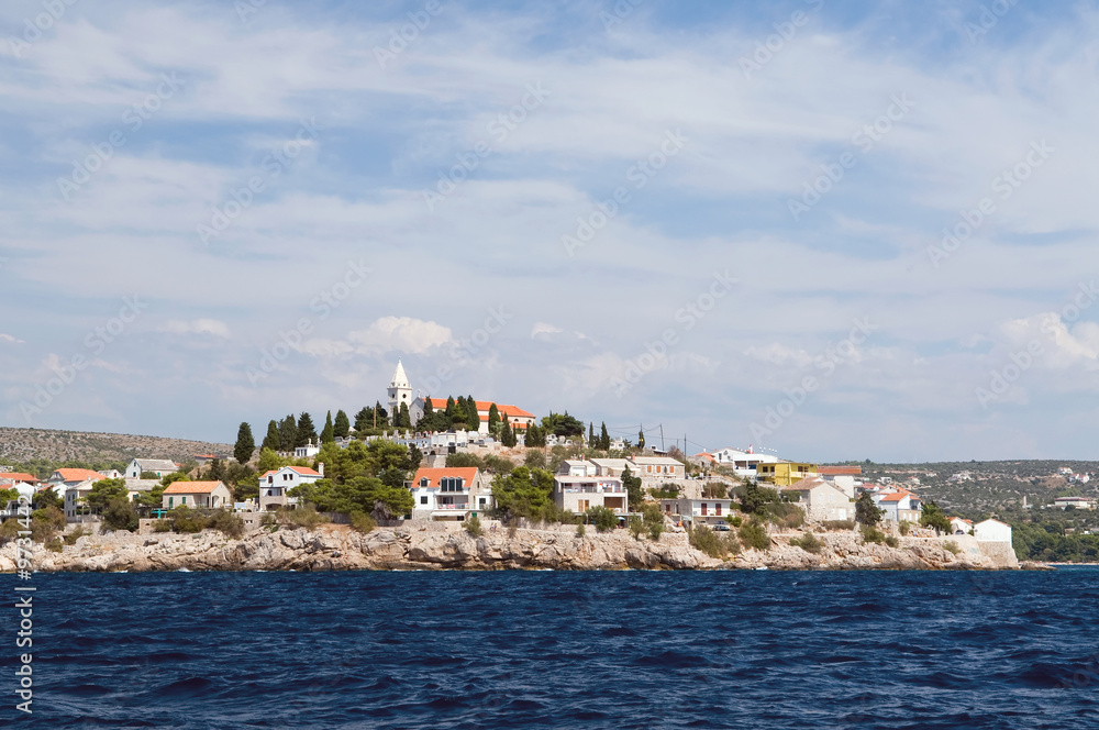 Croatian city Primosten on the seashore