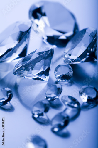 Diamonds isolated on blue background
