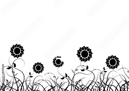 Vector grass and sunflower shape