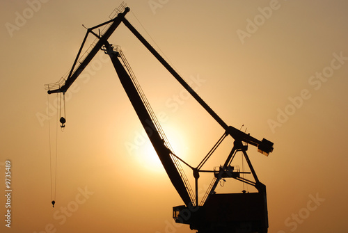 Crane silhouette at sunset