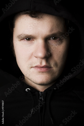 evil face on black background