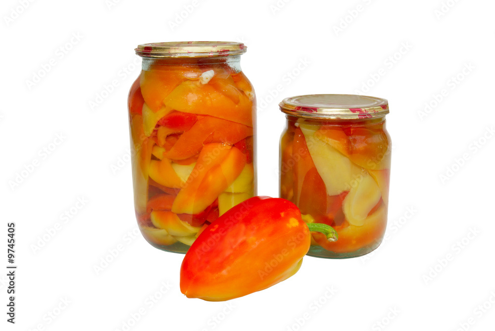 Bottled fruits in jars isolated on white. Bottled fruits in jars isolated on white.
