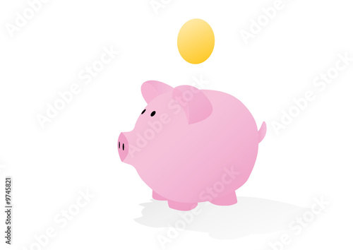 piggy bank with blank coin