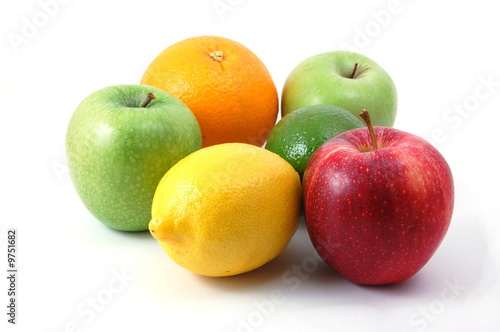 fruits like apple , lemon , citron  orange and lime  isolated