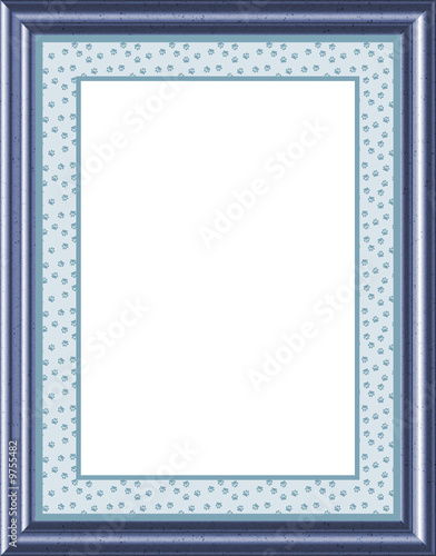 Blue Frame with Paw print Border - isolated easy clipping