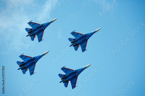 Aerobatic group "Russian Knights". Air show, Novosibirsk
