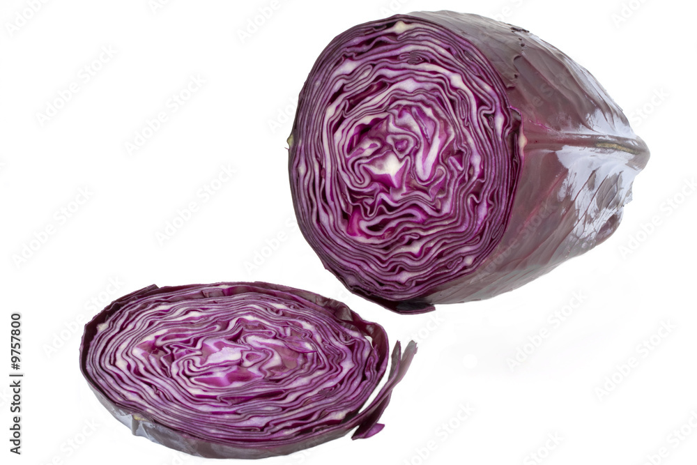 sliced red cabbage on white background sliced red cabbage on white background
