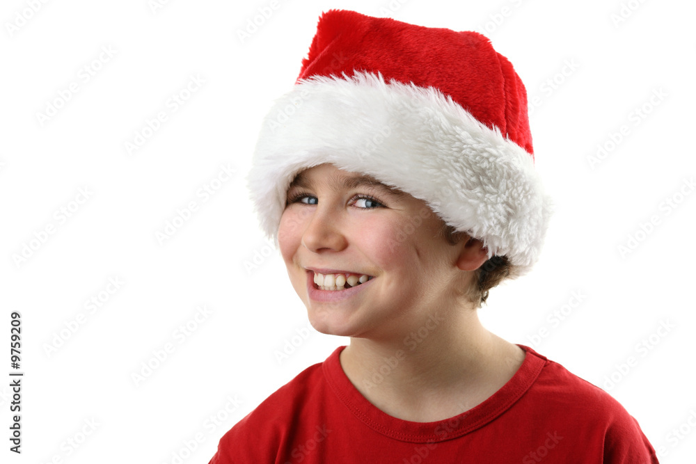 Christmas time - boy with Santa's hat Christmas time - boy with Santa's hat