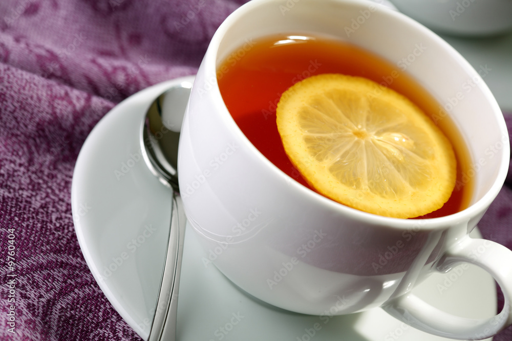 Hot teacup with lemon. Hot teacup with lemon.