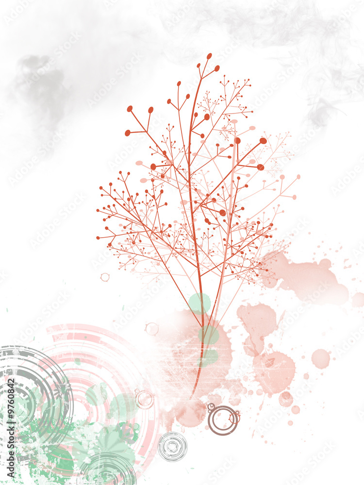 pastel illustration of tree with rings decoration