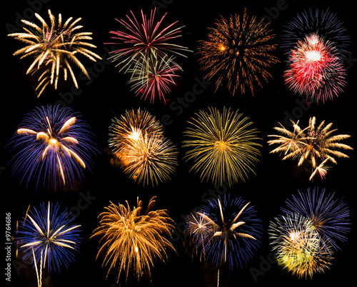 Fireworks selection on black background