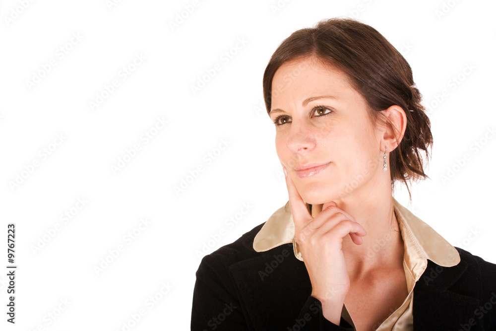 Attractive business woman in thought while looking upwards Attractive business woman in thought while looking upwards