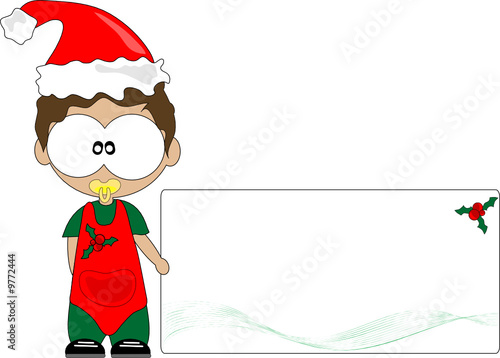 bambino natale che regge cartello