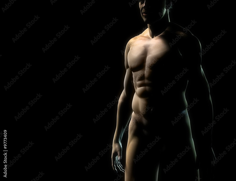 Naklejka premium An illustration of a naked muscular man