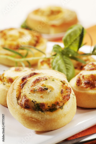 Pastry rolls with herb filling