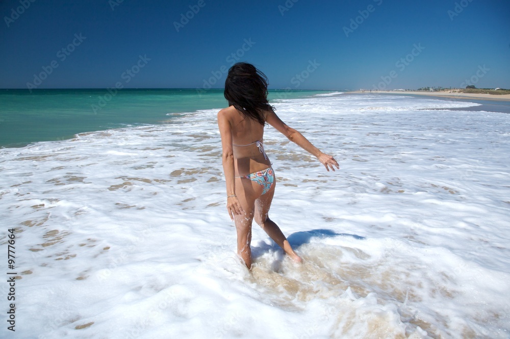 Fototapeta premium woman on white water