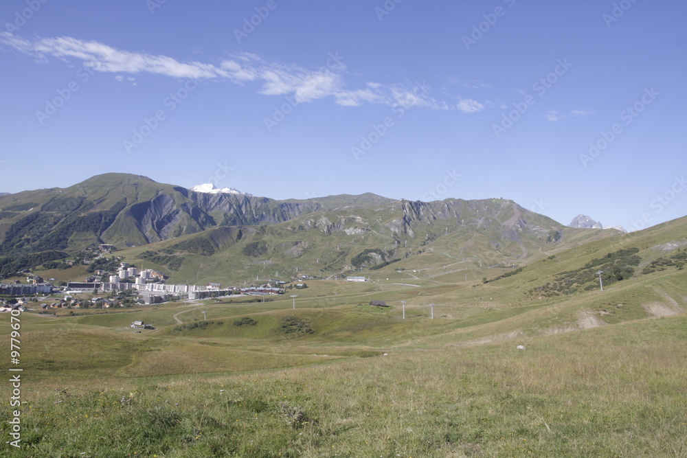 landscape in mountain with a town