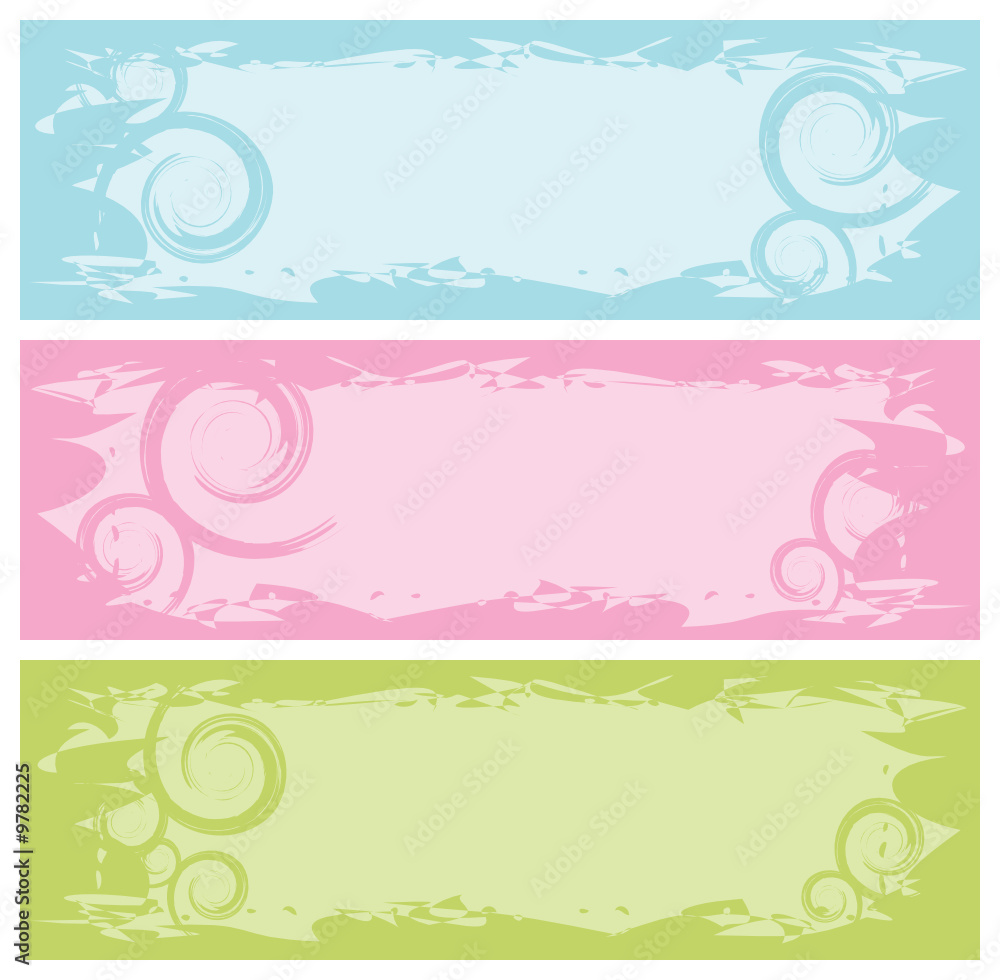 grungy banners with swirls, vector illustration