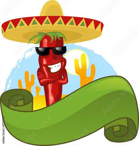 Mexican hot chili and green banner