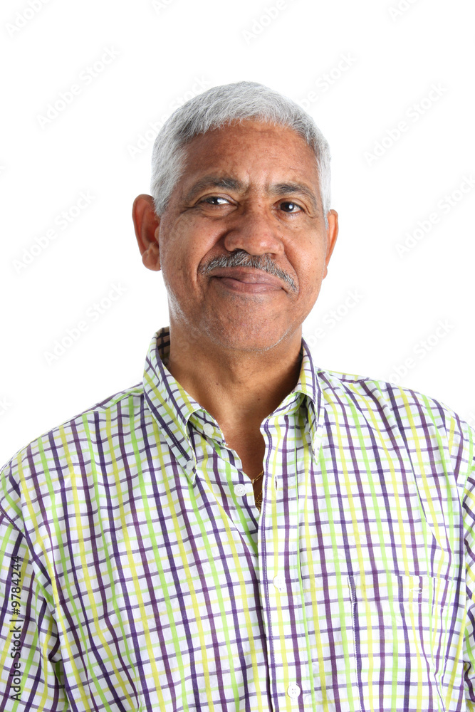 Senior Minority Man Set On A White Background