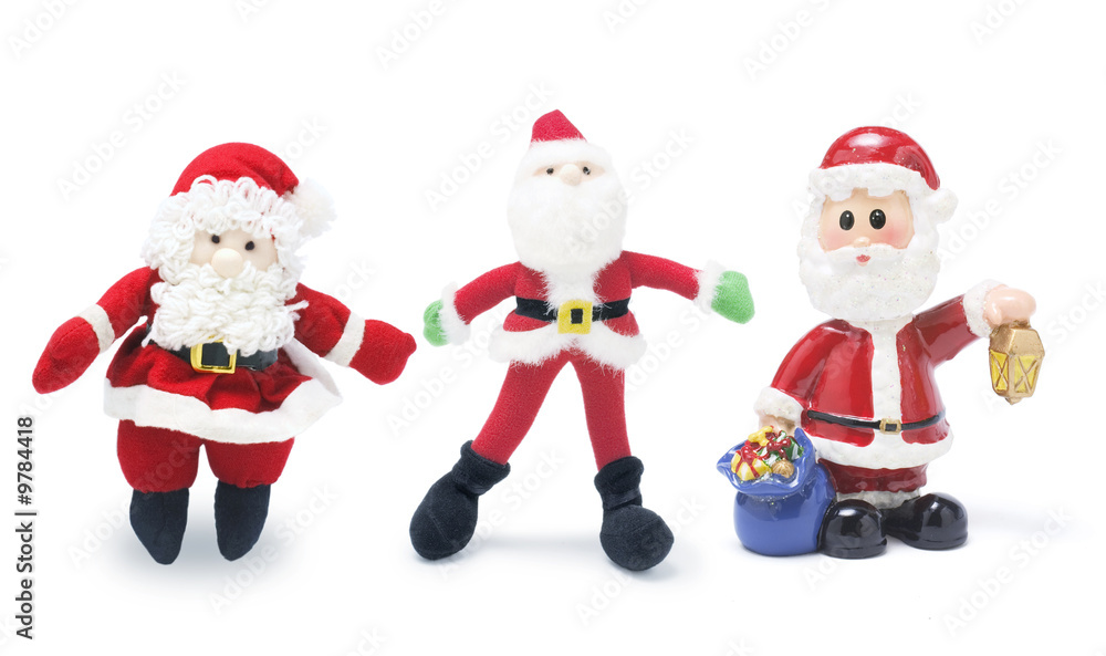 Santa Figures on Isolated White Background Santa Figures on Isolated White Background