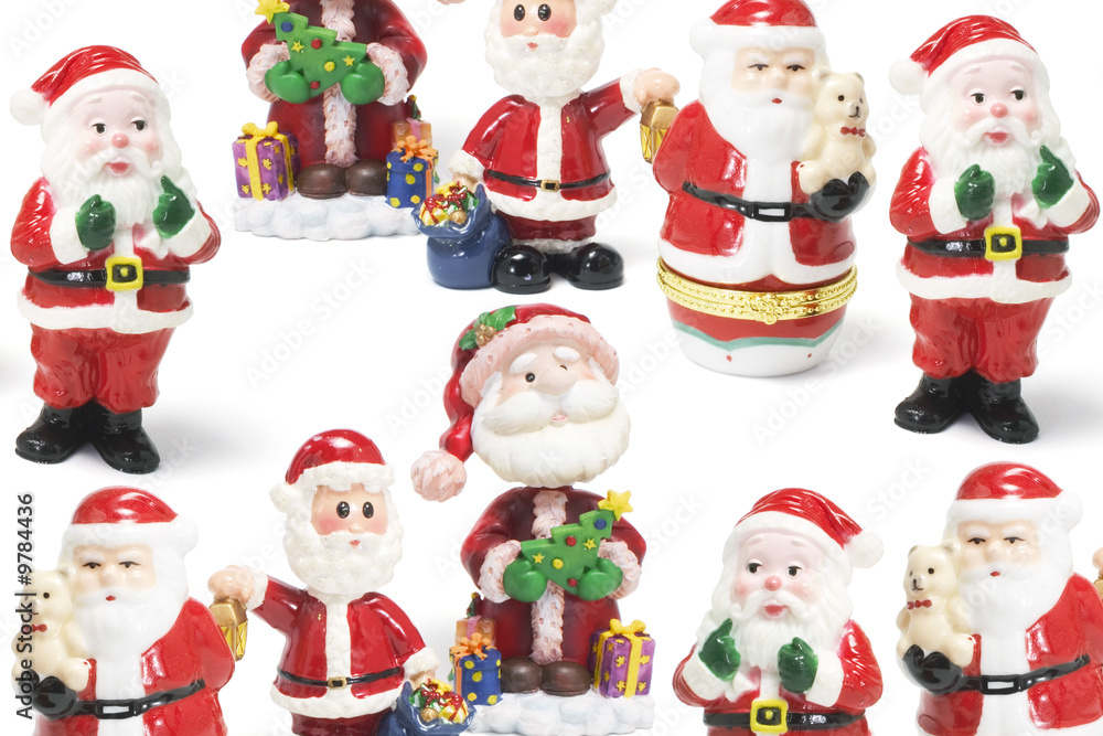 Santa Figures on Seamless Background