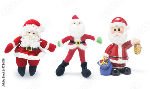 Santa Figures on Isolated White Background