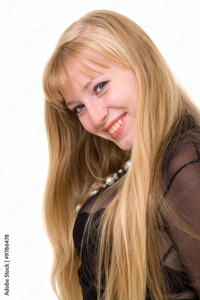 Portrait of the blond girl isolated on white background Portrait of the blond girl isolated on white background