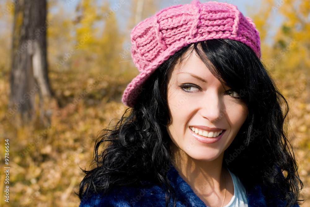 beautiful happy brunette woman in the park beautiful happy brunette woman in the park