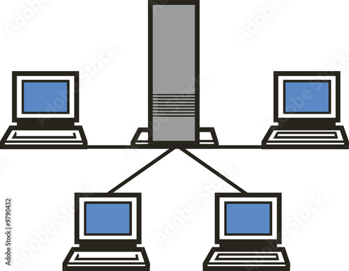 Abstract vector illustration of computers network