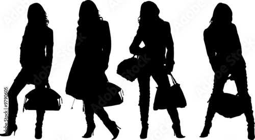 Shopping posing girls vecto...