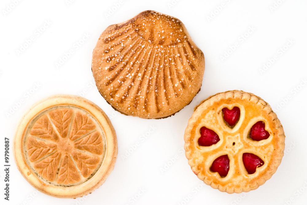 food series: three shortbreads over white background food series: three shortbreads over white background