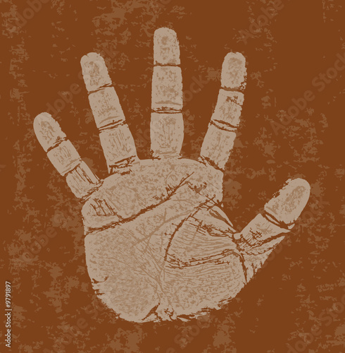 High detailed illustration from my right hand scan; grunge style