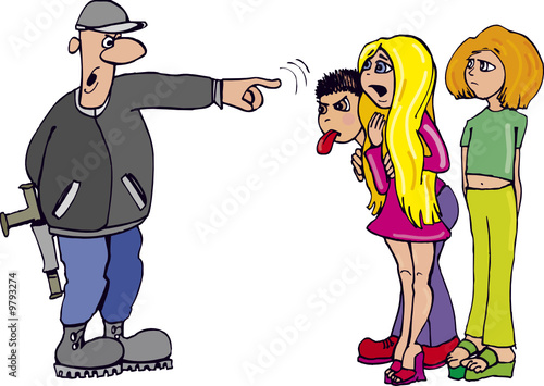 policeman and teenagers