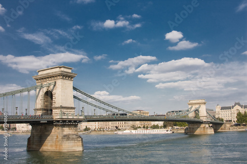 Chain bridge over Danube, in Budapest, Hunagary.