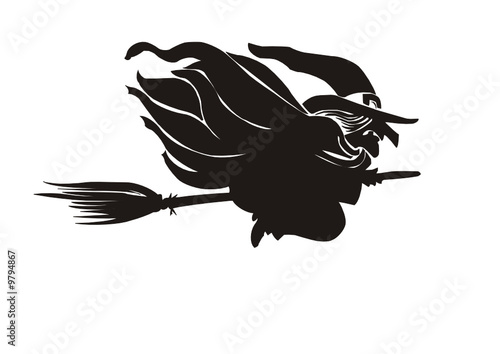 Witch flying on a broom