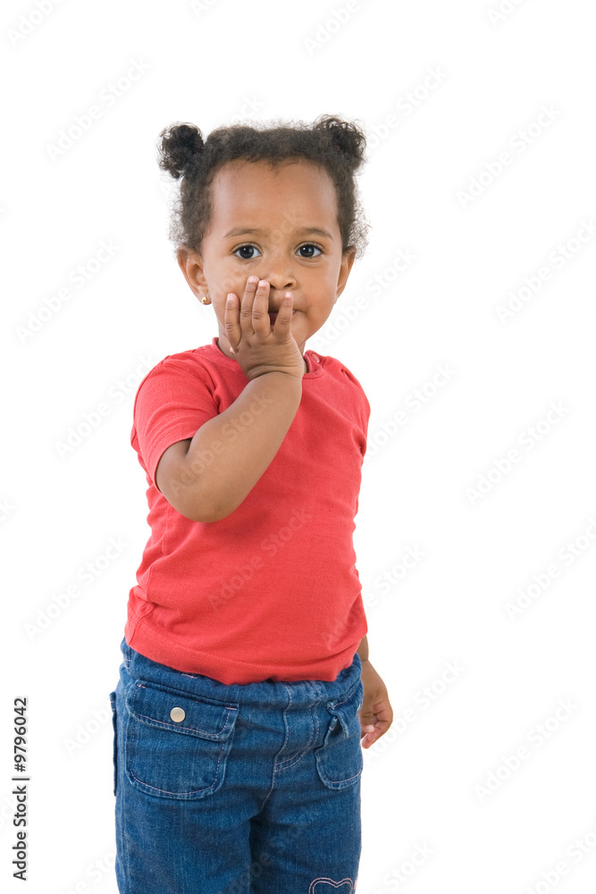 Adorable african baby stand on a over white background Adorable african baby stand on a over white background